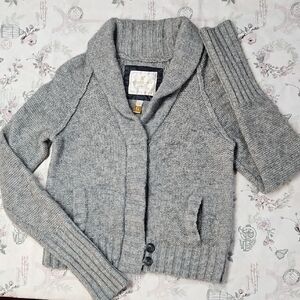 Banana Republic Gray Cardigan Sweater with Shawl Collar and Knit Texture